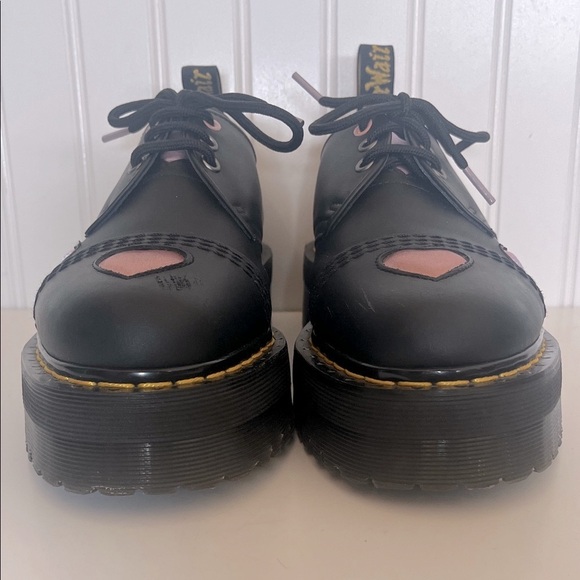Dr. Martens 1461 Quad Heart Platform Shoes with Pink Heart Accents - Picture 9 of 14